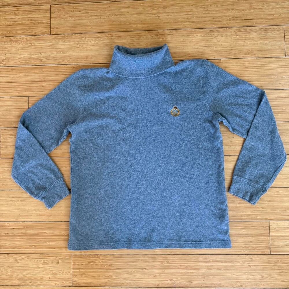 Vintage Lauren Ralph Lauren Gray Cotton Turtleneck M Crest Logo